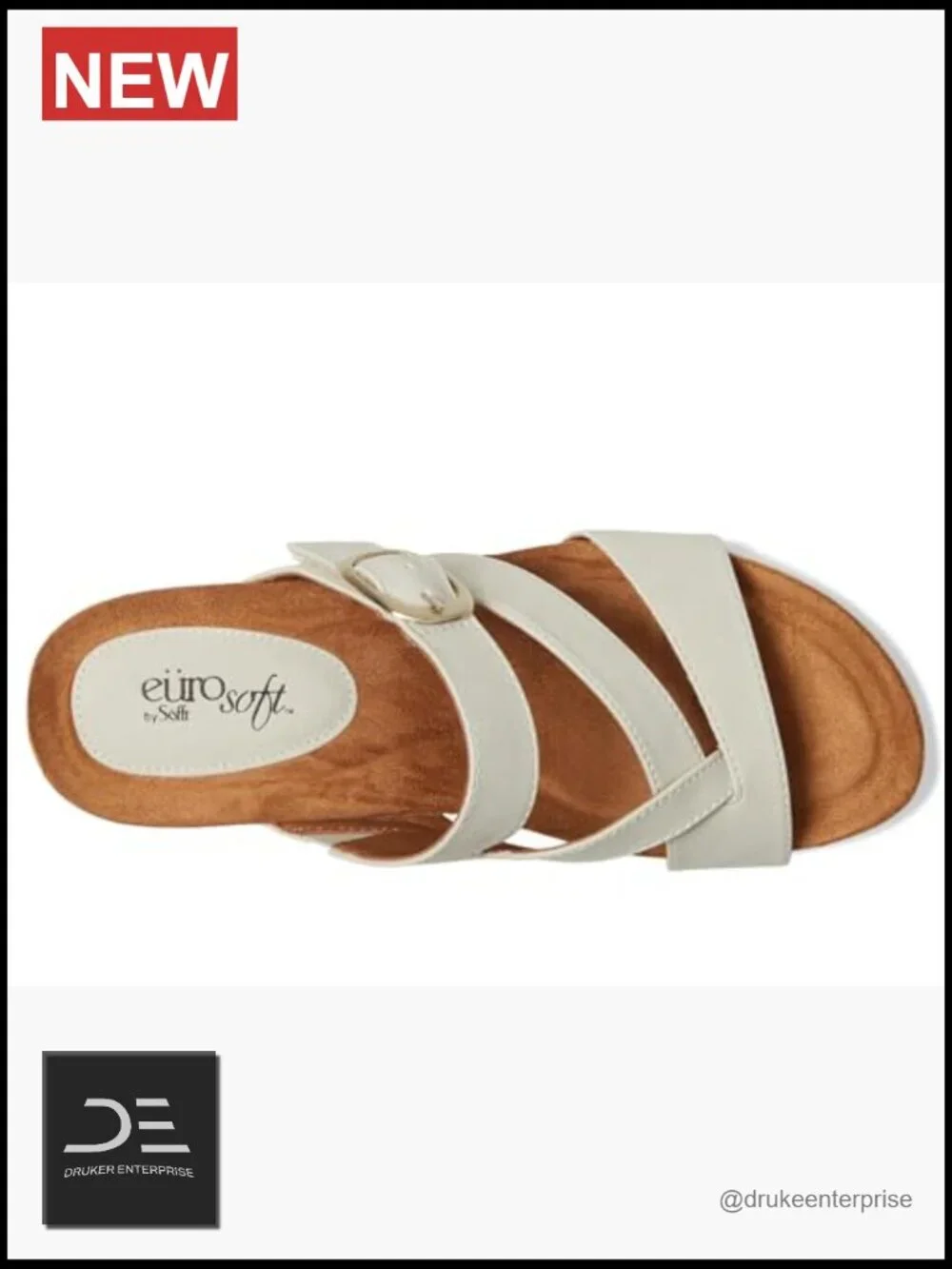 Women's Wedge Sandals with Cork Footbed and Faux Leather Upper